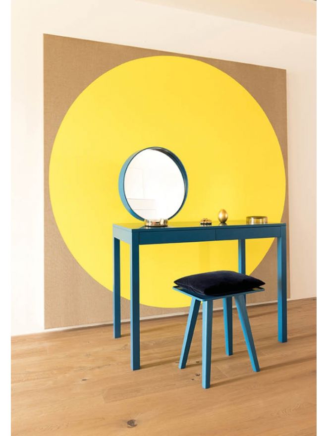 Schönbuch Designer Schminktisch Sphere mit Spiegel Holz modern minimalistisch petrol blau Martha Schwindling 
