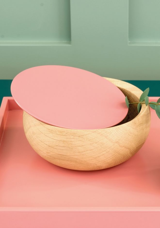 Schönbuch Designer Schale Massivholz rund Eiche Deckel pink Silje Nesdal special edition 2018