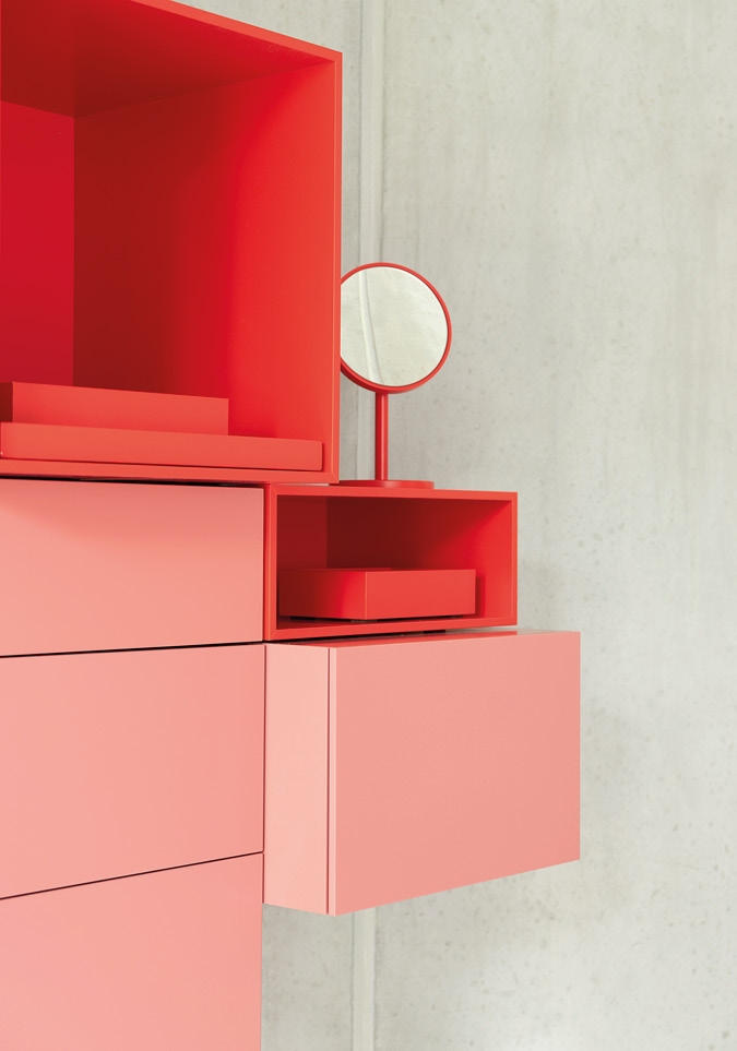 Schönbuch Designer System Cosmo Holz rosa pink rot funktional individuell puristisch Dante Bonuccelli 