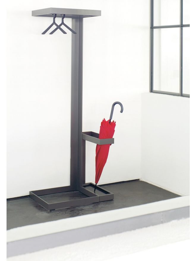 Schönbuch designer umbrella stand Level metal angular functional grey black Hadi Teherani