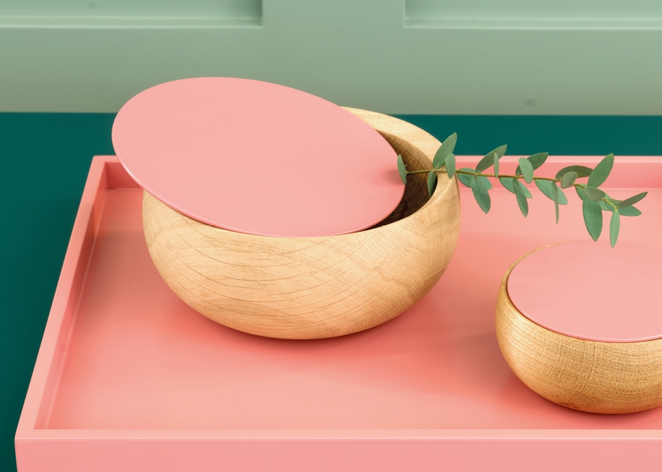Schönbuch designer bowl solid wood round oak lid pink Silje Nesdal special edition 2018