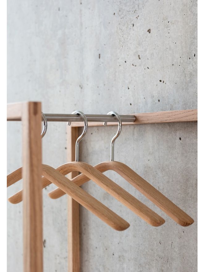 Schönbuch designer coat hanger 0121. solid wood oak hook chrome Klaus Nolting