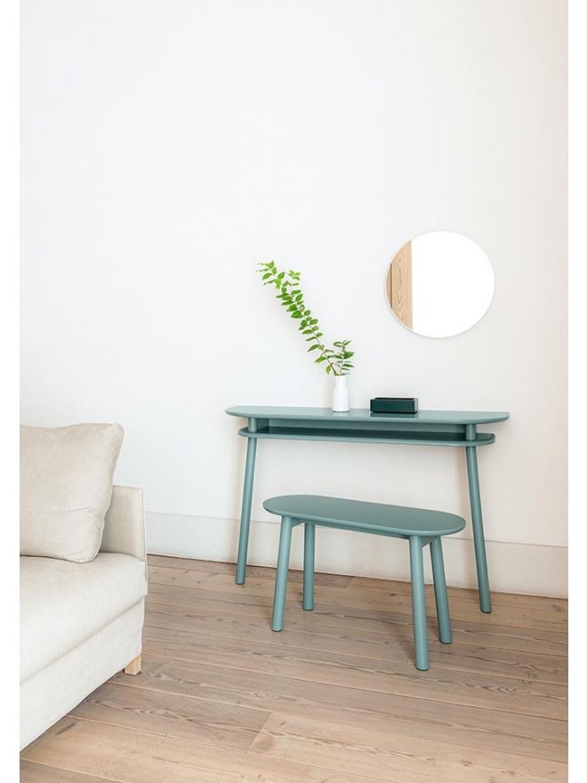 Schönbuch designer console table Bureau wood turquoise blue space-saving Earnest Studio