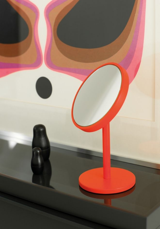 Schönbuch designer make-up mirror Beauty turnable magnification orange Apartment 8