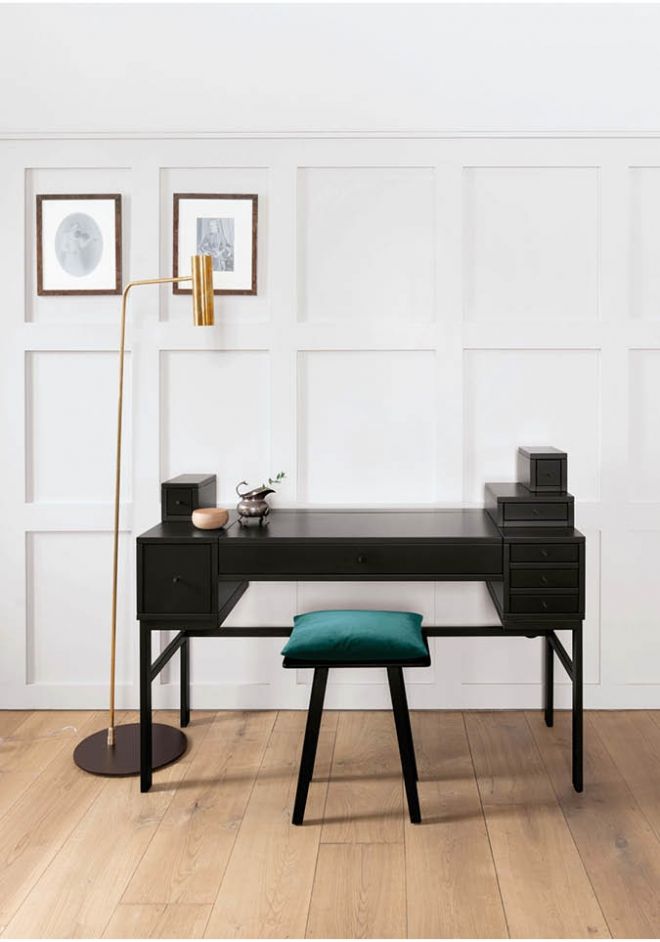 Schönbuch designer writing desk Collect wood metal frame hinged puristic black WIS Design