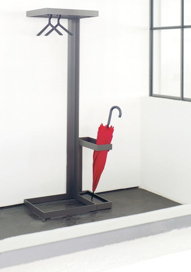 Schönbuch design umbrella stand Level metal angular functional grey black Hadi Teherani