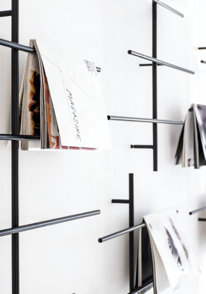 Schönbuch designer newspaper holder Sketch wall-mounted metal minimalist black Jehs + Laub