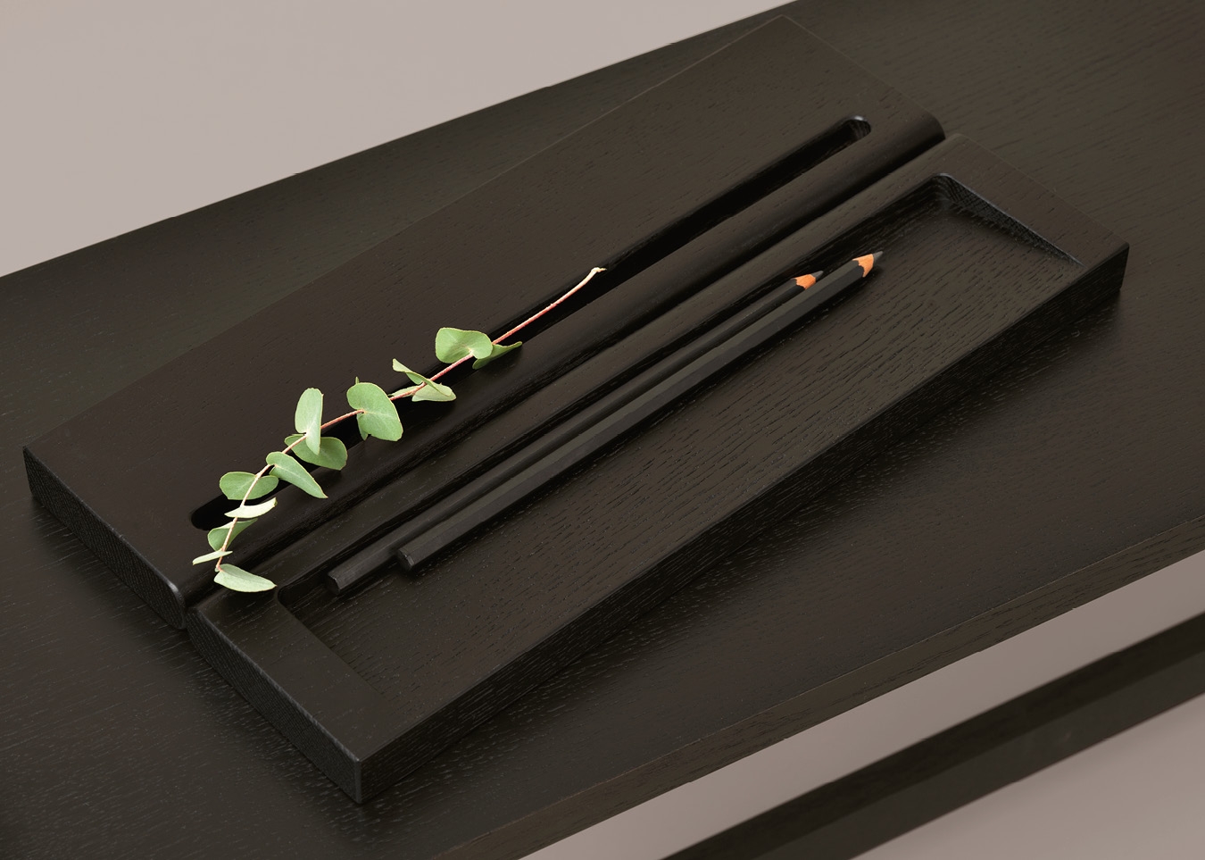 Schönbuch designer desk organiser writing utensils tablet holder Essential desk tray solid wood black Wolfgang Harthauer
