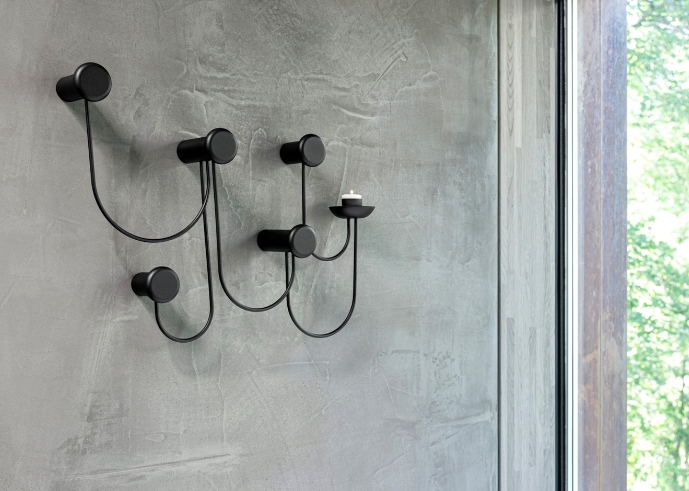 Schönbuch designer wall-mounted coat rack Pina hooks metal black Laurent Batisse