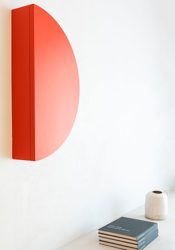 Schönbuch designer wall-mounted element wood red minimalist Studio Besau-Marguerre