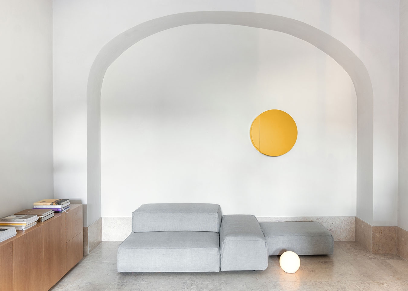Schönbuch designer wall-mounted element wood yellow minimalist Studio Besau-Marguerre