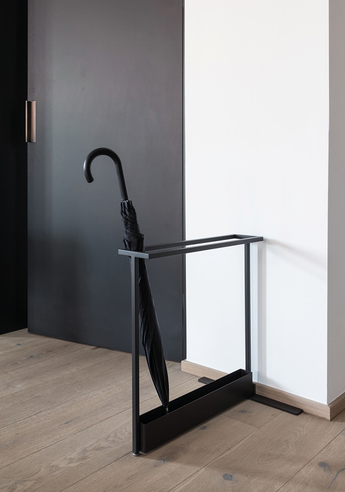 Schönbuch designer umbrella stand Skid square slim black minimalist f/p design