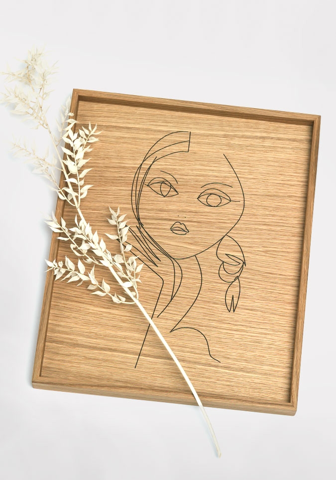 Schönbuch designer tray Tray Little wood oak Illustration Irma Jasmin Khezri