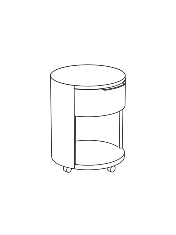 Circular cabinet with drawer at top and compartment below