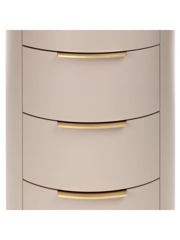 Exterior drawers with flat matt-painted grips 