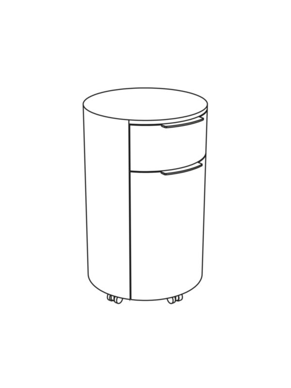 Drinks cabinet with two drawers and flexible arrangement of bottom drawer