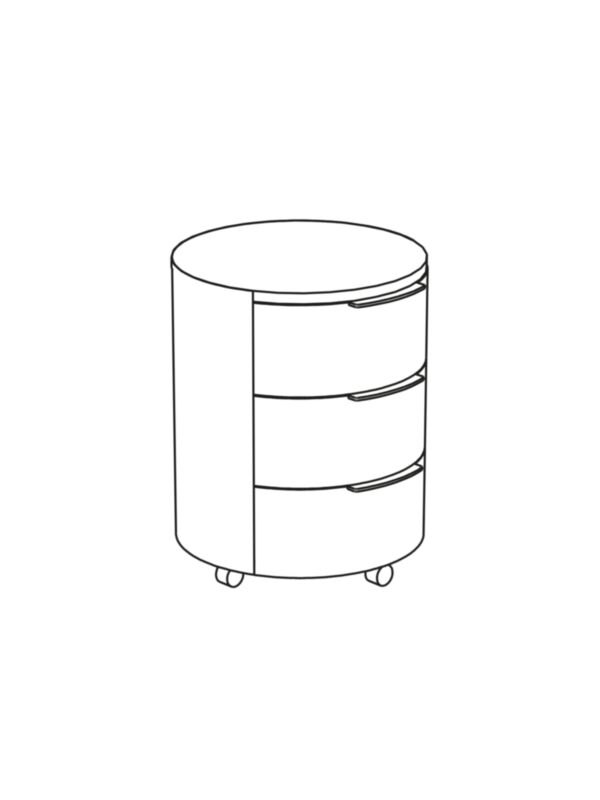 Circular cabinet with three drawers