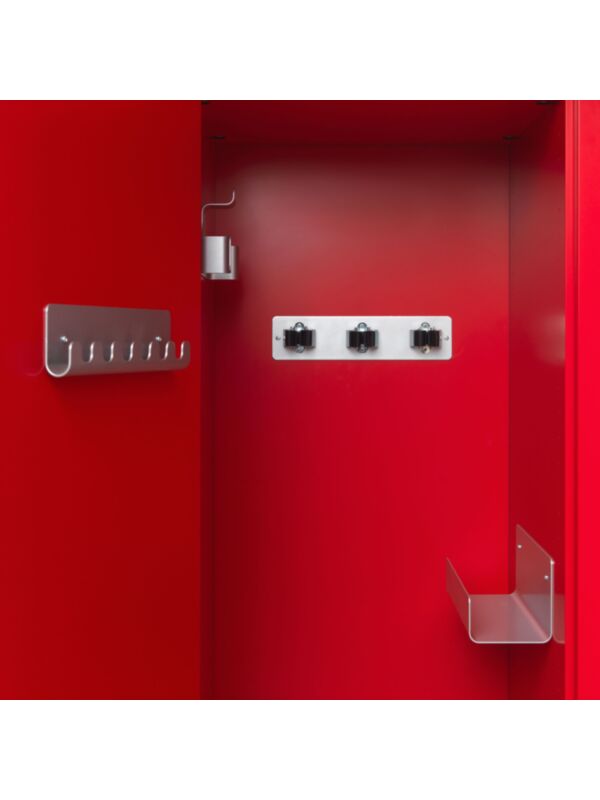 Scoop, hook rail, handle holder, hose and cable holder