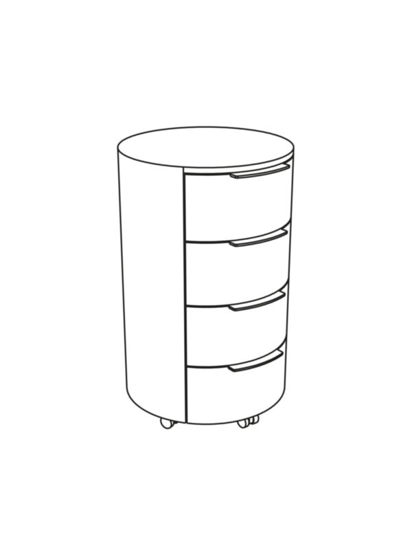 Circular cabinet with four drawers