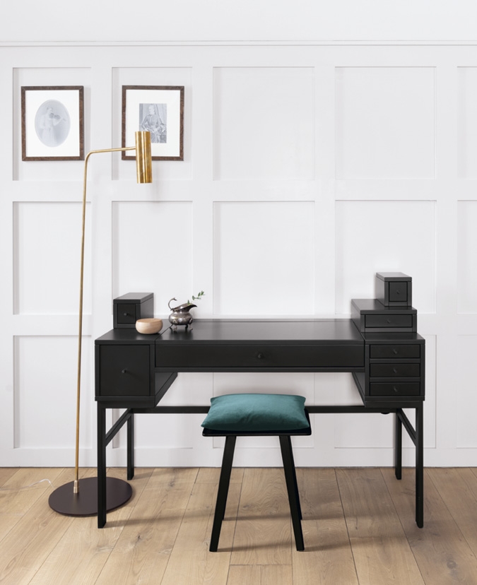 Schönbuch design writing desk Collect wood metal frame hinged puristic black WIS Design